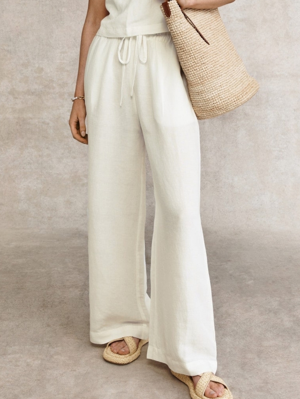 French Connection Birdie Linen Wide Leg Trouser Size S